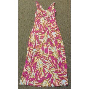 Covington Maxi Sun Dress Womens S Pink Yellow White Surplice Neck Empire Waist
